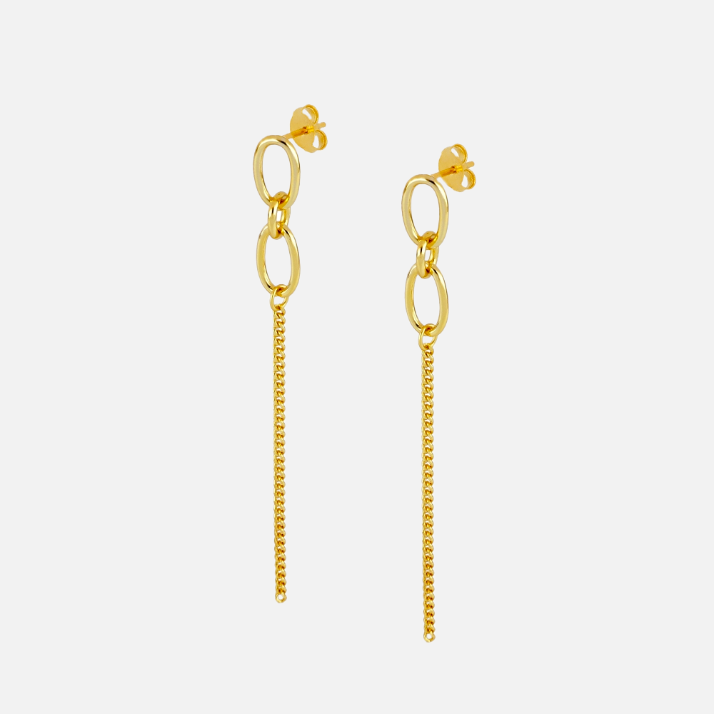 Pendientes Long Chain cadena oro 18k nuti Joyeria