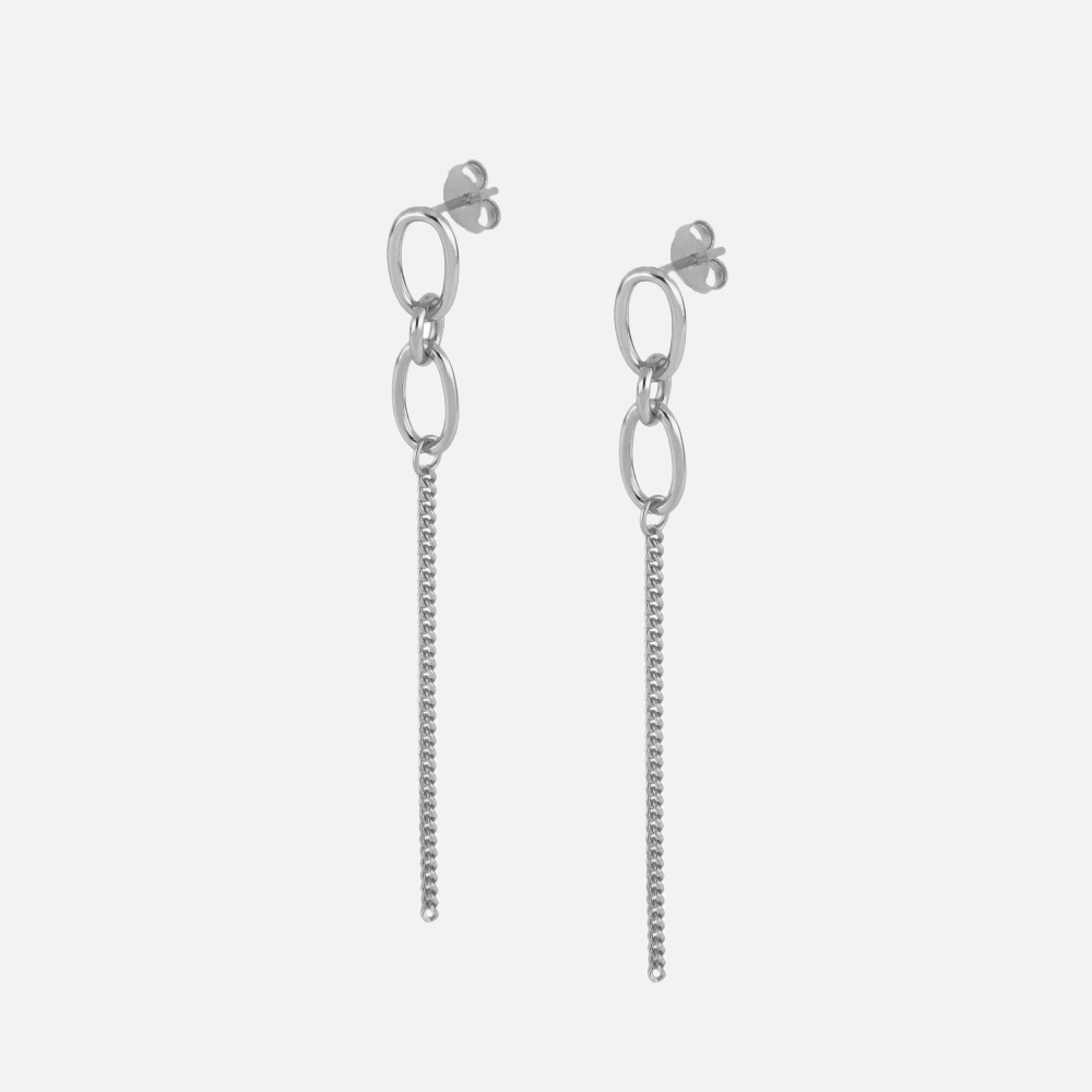 Pendientes Long Chain cadena plata  nuti Joyeria